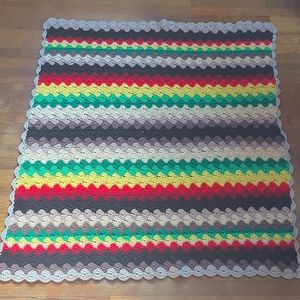 Vintage Handmade Knitted Afghan Blanket